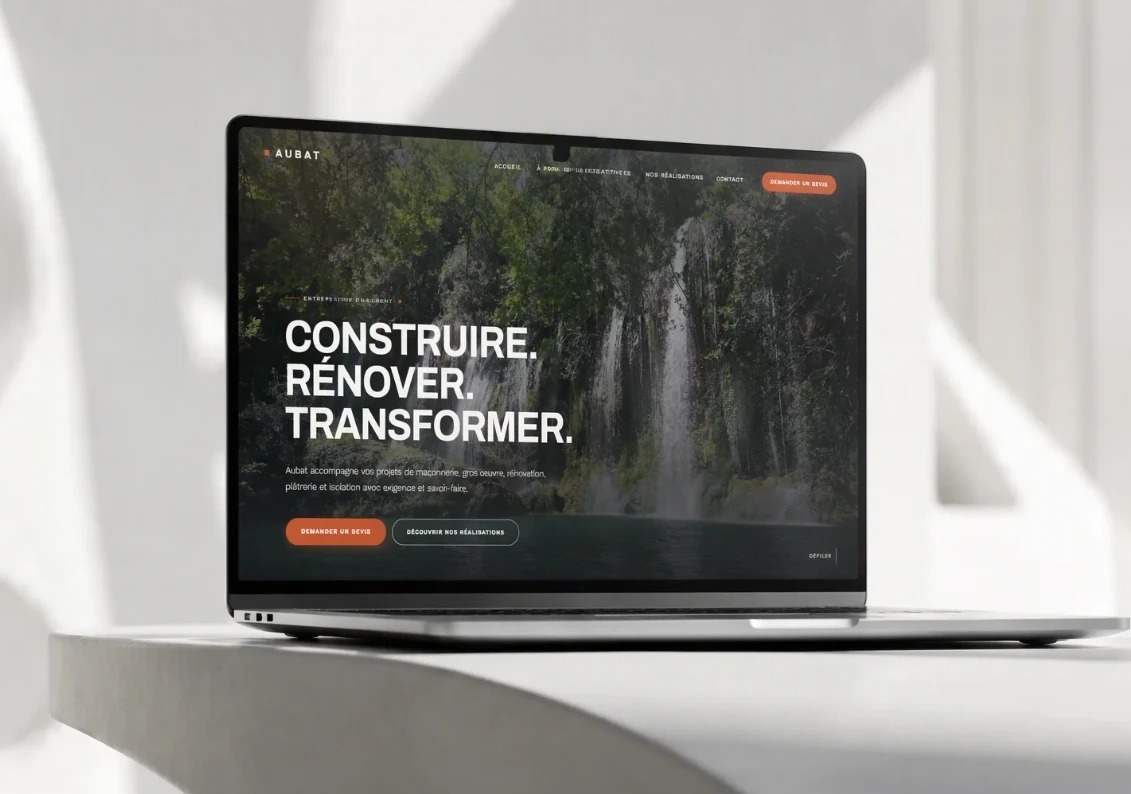 Aubat — İnşaat firması Aubat için gerçekleştirilen landing page frontend geliştirmesi