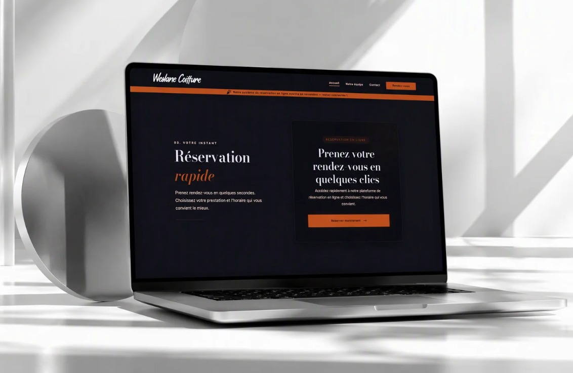 Weslane Coiffure — Kuaför salonu Weslane Coiffure için tasarlanan ve geliştirilen landing page ve online randevu sistemi